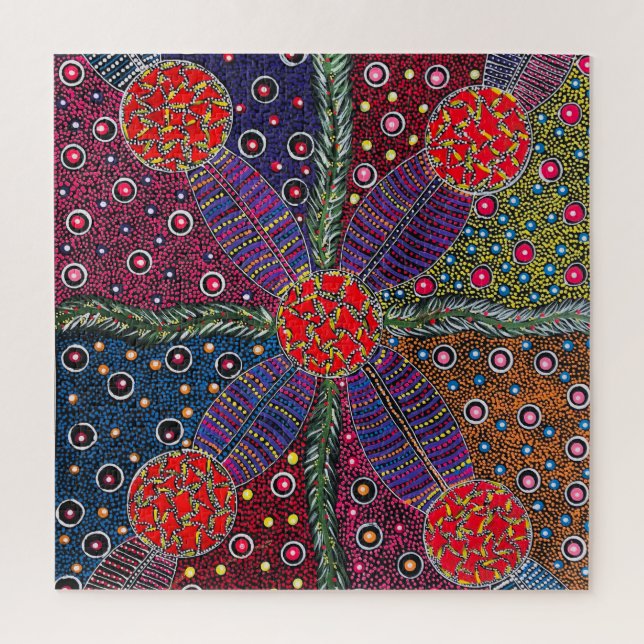 Bush plums and traditional body paint jigsaw puzzle (Vertical)