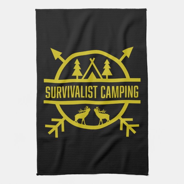 Bushcraft Outdoor Survivalist  Tea Towel (Vertical)