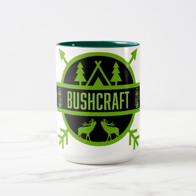 bushcraft survivalists   Two-Tone coffee mug (Center)