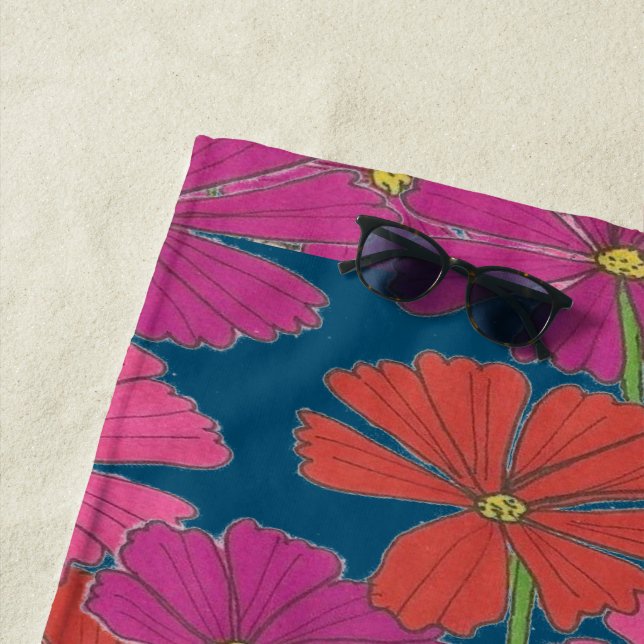 Bushel of Bright Cosmos  Beach Towel (In Situ)