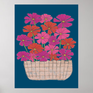 Bushel of Bright Cosmos Poster