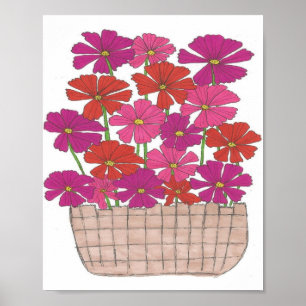 Bushel of Bright Cosmos Poster