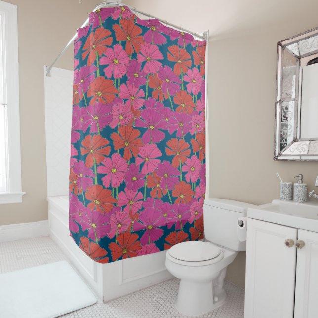 Bushel of Bright Cosmos  Shower Curtain (In Situ)