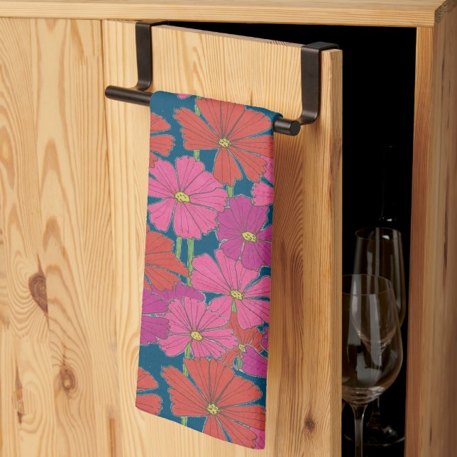 Bushel of Bright Cosmos  Tea Towel (Thirds Fold)