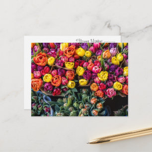Bushels of Flowers for Sale– Vibrant Floral Market Postcard