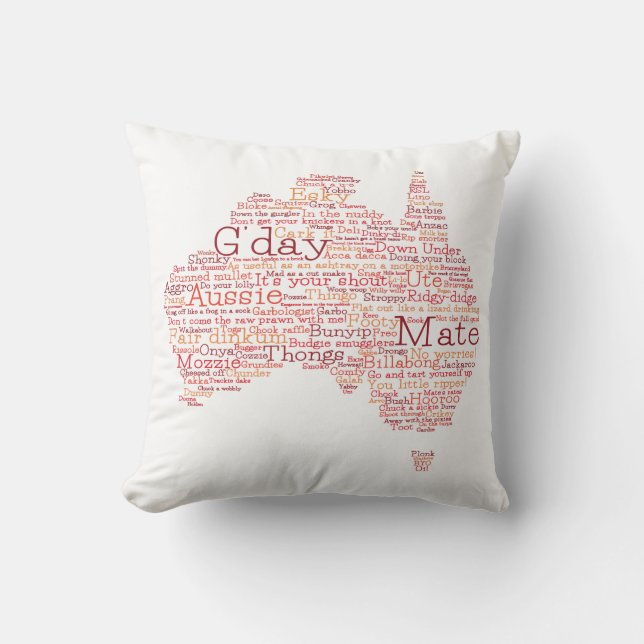 Bushfire Special Edition Aussie Slang Map Cushion (Front)
