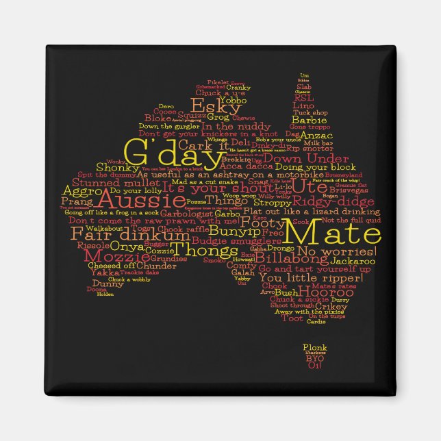 Bushfire Special Edition Aussie Slang Map Magnet (Front)