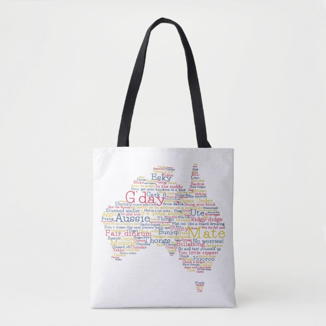 Bushfire Special Edition Aussie Slang Map Tote Bag (Front)