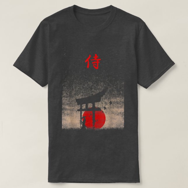 Bushido Code Samurai Japanese Warrior Kanji  T-Shirt (Design Front)