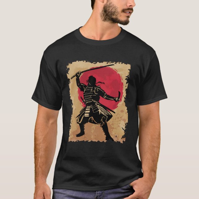 Bushido Japan Warrior Retro Rising Sun Japanese Sa T-Shirt (Front)