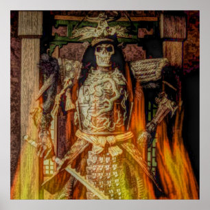 bushido Japanese samurai armour samurai skull Poster