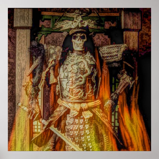 bushido Japanese samurai armour samurai skull Poster (Front)