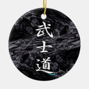 BUSHIDO KANJI white Ceramic Ornament