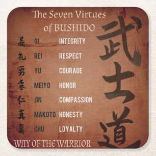 BUSHIDO VIRTUES SQUARE PAPER COASTER
