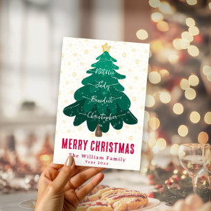 Bushy Christmas Tree Family Non Photo Holiday Card