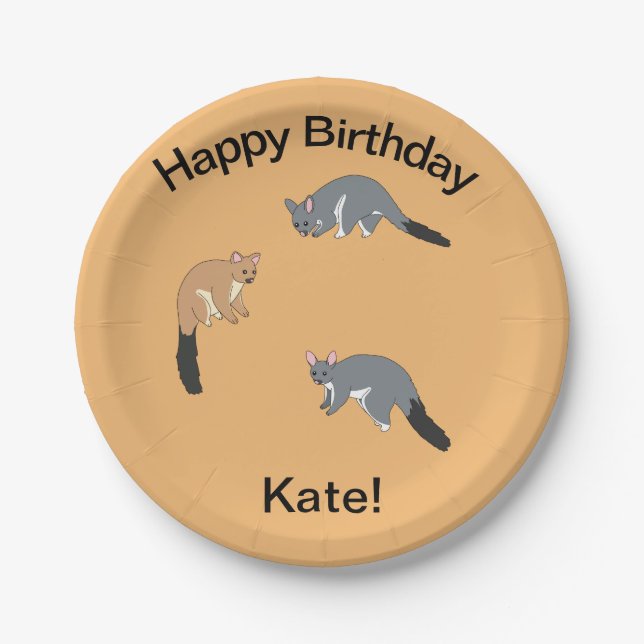 Bushy Tail Possums Paper Plate (Front)