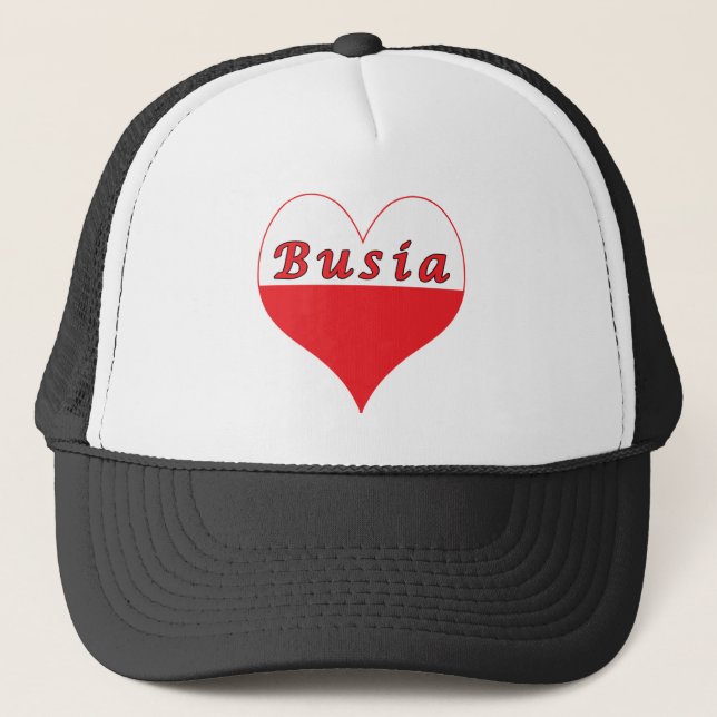 Busia Polish Heart Trucker Hat (Front)