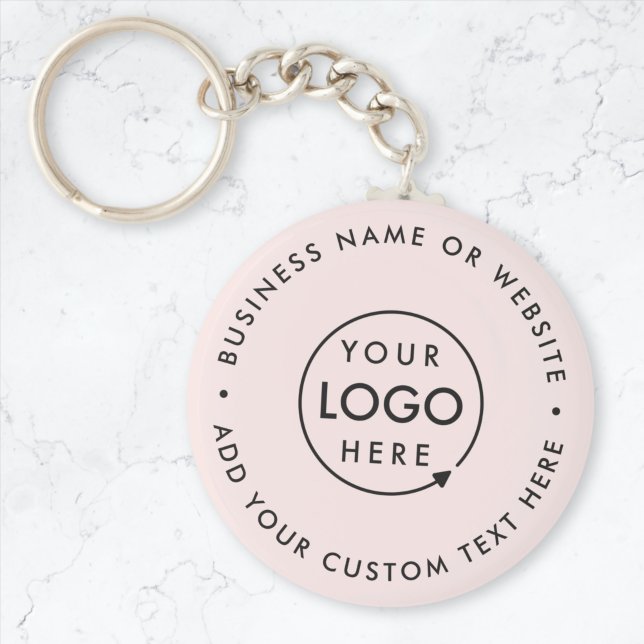 Busines Logo | Blush Pink Feminine Professional Key Ring (Feminine company branded keychains for small business office keys, gifting & promotional swag.)