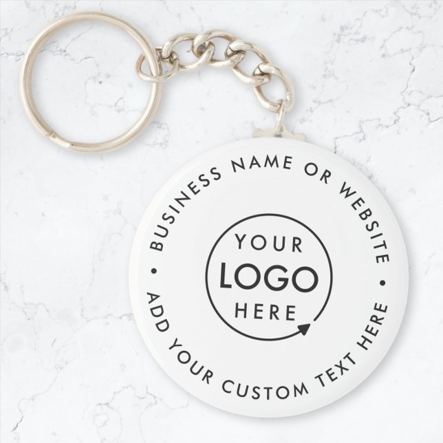 Busines Logo | Minimal Simple White Professional Key Ring