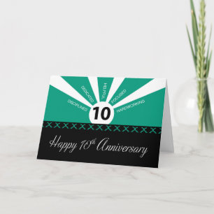 Business 10 Year Employee Anniversary Green, Black Card