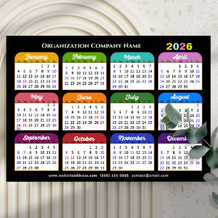 Business 2024 Calendar Modern Black Gold Colourful Holiday Card