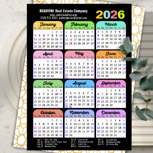 Business 2024 Calendar Modern Black Gold Colourful Holiday Card