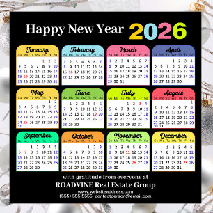 Business 2024 Calendar Modern Black Gold Colourful Holiday Card