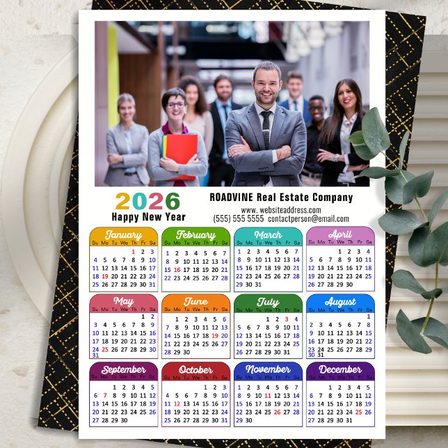 Business 2024 Calendar Modern Black Gold Colourful Holiday Card (Creator Uploaded)