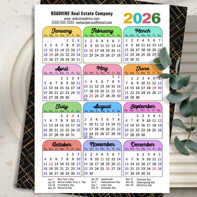 Business 2024 Calendar Modern Black Gold Colourful Holiday Card (Creator Uploaded)