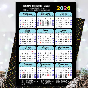 Business 2025 Calendar Black Blue Minimalist Holiday Card