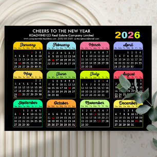 Business 2025 Calendar Modern Black Gold Colourful Holiday Card
