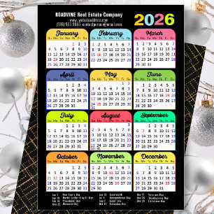 Business 2025 Calendar Modern Black Gold Colourful Holiday Card