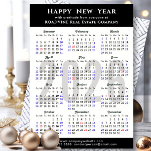 Business 2025 Calendar Modern Black Minimalist Holiday Card