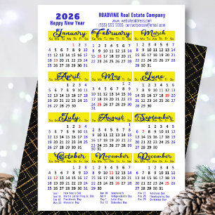 Business 2025 Calendar Modern Blue Script Simple Holiday Card