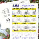 Business 2025 Calendar Modern Blue Script Simple Holiday Postcard<br><div class="desc">Business 2025 Calendar Modern Blue Script Minimalist Colourful New Year Holiday Card. All the texts are pre-arranged for you to personalise easily and quickly with your own details. Wish you all a Happy Holidays and an Amazing New Year! For many other card designs, please visit (Holiday Cards) https://www.zazzle.com/collections/119095696689680604 (Holiday Postcards)...</div>