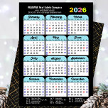 Business 2026 Calendar Black Blue Minimalist Holiday Card<br><div class="desc">Business 2026 Calendar Modern Black Blue Minimalist Colourful New Year Holiday Card. All the texts are pre-arranged for you to personalise easily and quickly with your own details. Wish you all a Happy Holidays and an Amazing New Year! For many other card designs, please visit (Holiday Cards) https://www.zazzle.com/collections/119095696689680604 (Holiday Postcards)...</div>