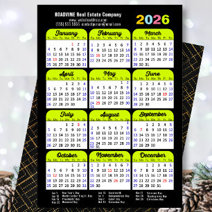Business 2026 Calendar Black Green Minimalist Holiday Card