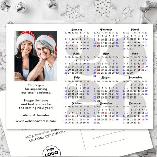 Business 2026 Calendar Minimalist Silver Glitter Holiday Postcard