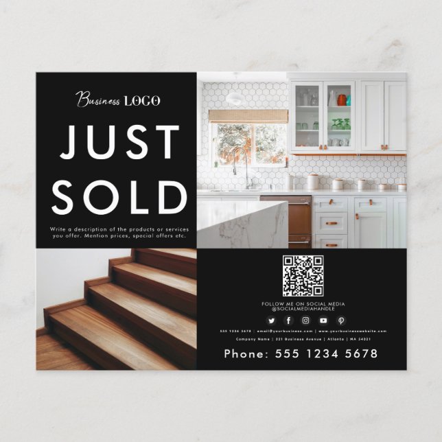 Business 2 Promotional Photo QR Code Business Logo Flyer (Front)