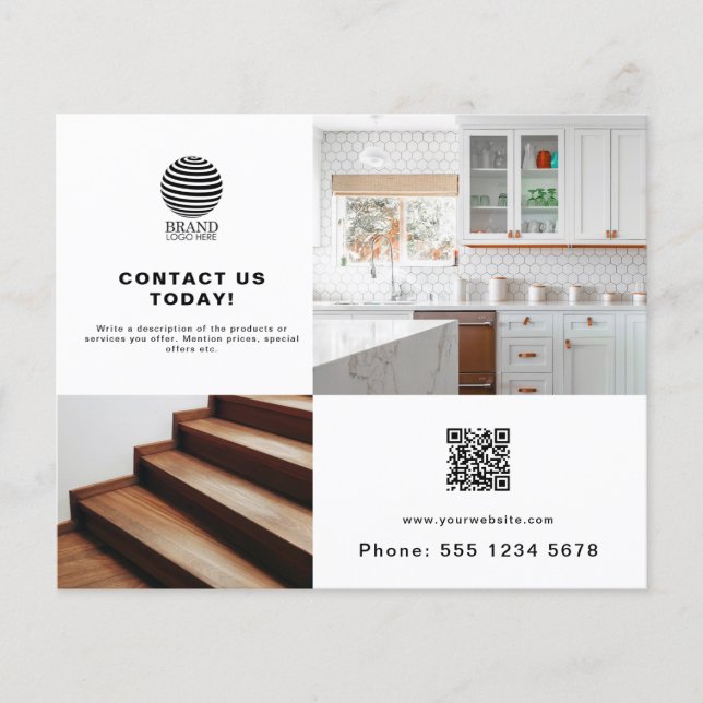 Business 2 Promotional Photo QR Code Business Logo Flyer (Front)