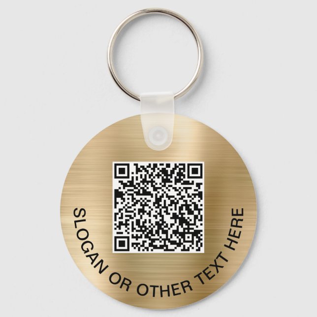 Business 2 QR Codes Promotional Gold Key Ring (Back)