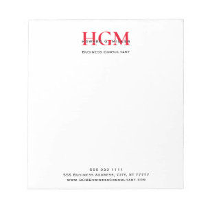 Business 3 Letter Monogram Logo Red Black White Notepad