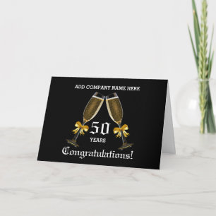 Business 50th Anniversary - Champagne Glasses Card
