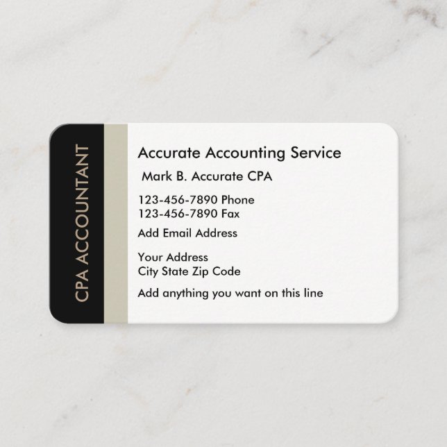 Business Accountant Services Card (Front)
