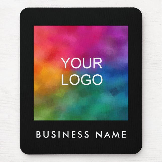 Business Add Your Company Logo Image Text Template Mouse Pad (Front)