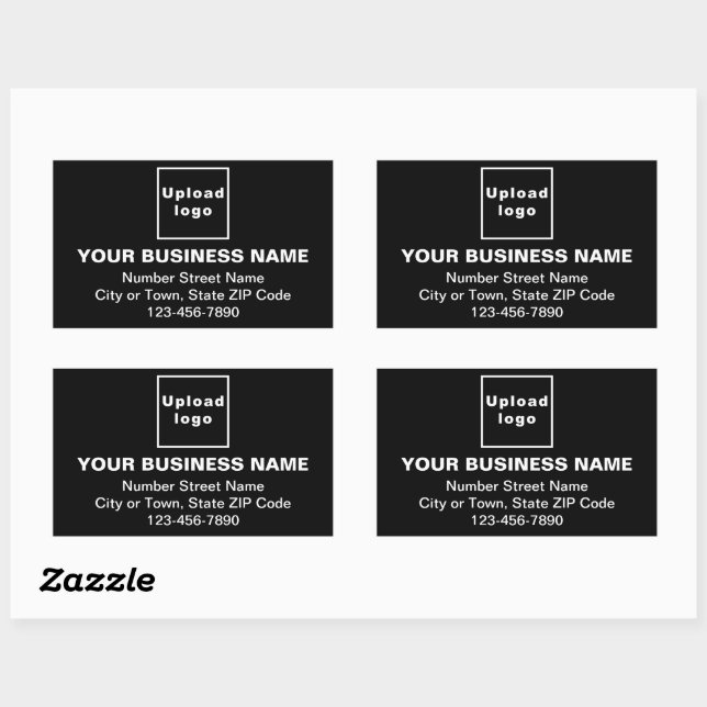 Business Address and Phone Number on Black Rectangular Sticker (Sheet)