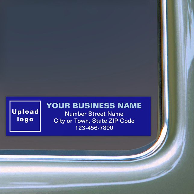 Business Address and Phone Number on Blue Bumper Sticker (Your business name, logo, address and phone number on blue bumper sticker.)