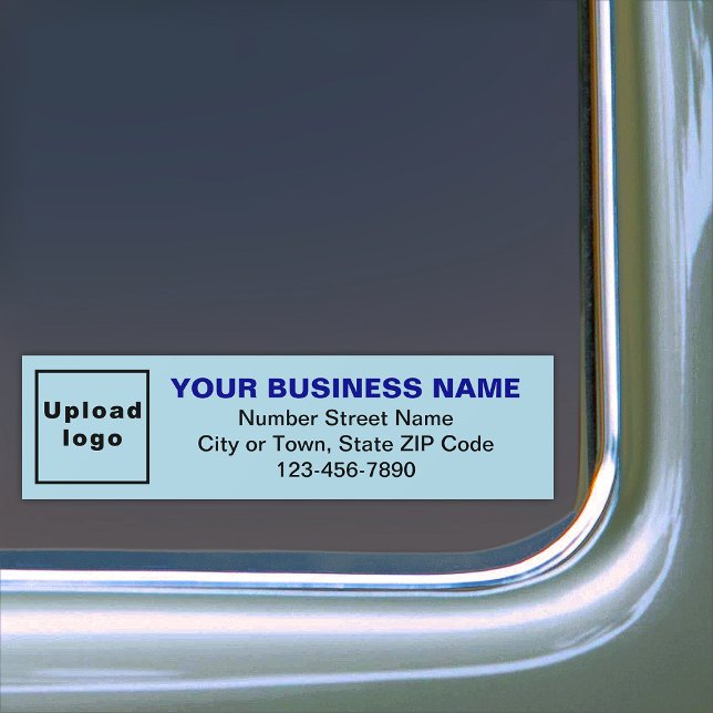 Business Address and Phone Number on Light Blue Bumper Sticker (Your business name, logo, address and phone number on light blue bumper sticker.)