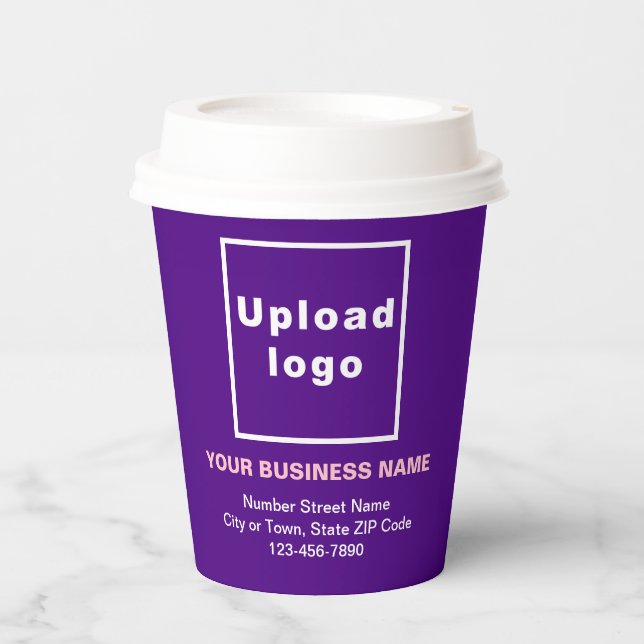 Business Address and Phone Number on Purple Paper Cups (Front)