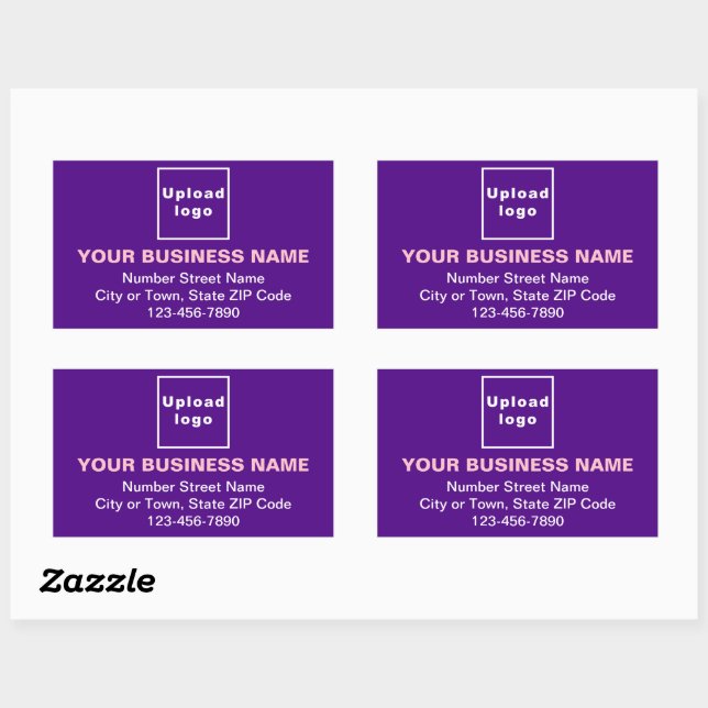 Business Address and Phone Number on Purple Rectangular Sticker (Sheet)